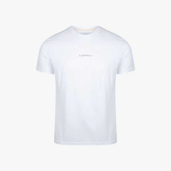 A white regular T-shirt by the fashion brand z.james.c. Made from 100% cotton in Italy featuring a logo print on the chest.