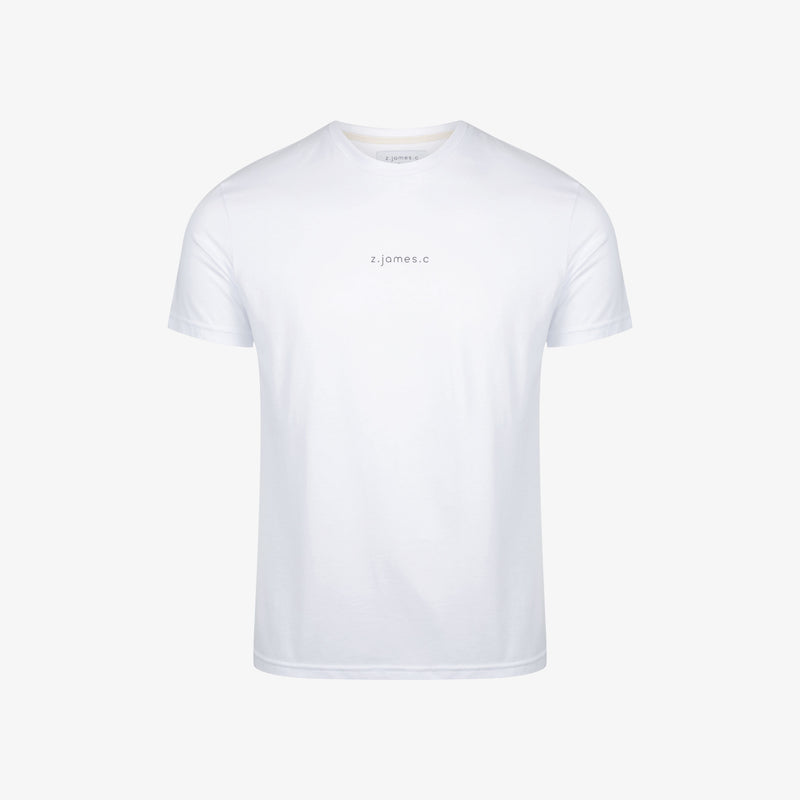 A white regular T-shirt by the fashion brand z.james.c. Made from 100% cotton in Italy featuring a logo print on the chest.